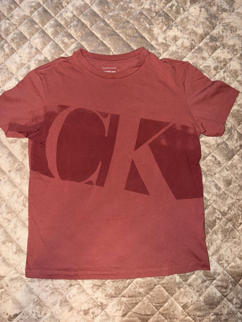 Calvin Klein Boys Rust Red CK Logo Short Sleeve Tee